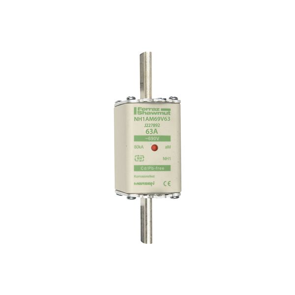 Fuse-link NH1 aM 690VAC 63A live tags Double indicator image 1