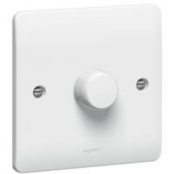 Synergy 1 Gang 2 Way 400W Push On/Off Rotary Dimmer White image 1