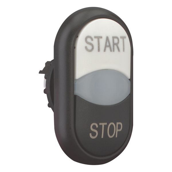 Double actuator pushbutton, RMQ-Titan, Actuators and indicator lights non-flush, momentary, White lens, white, black, inscribed, Bezel: black, START/S image 12