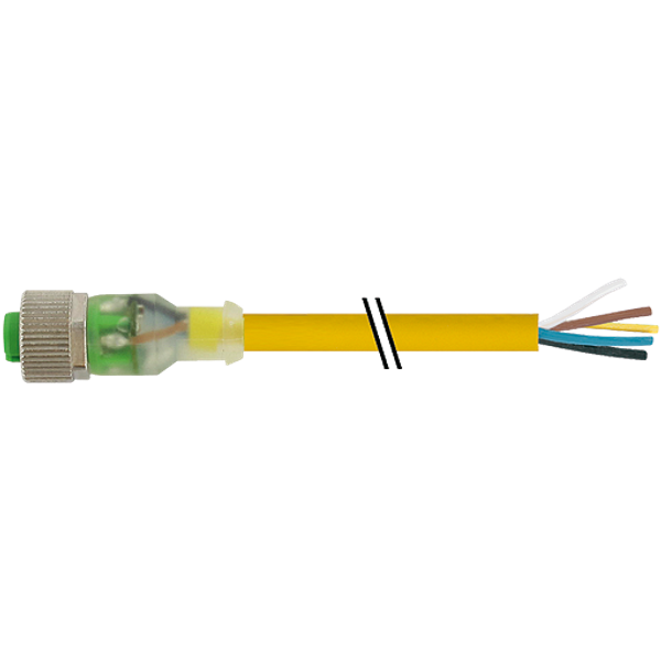 M12 female 0° with cable 3LED PVC 5x0.34 ye UL/CSA 10m image 1