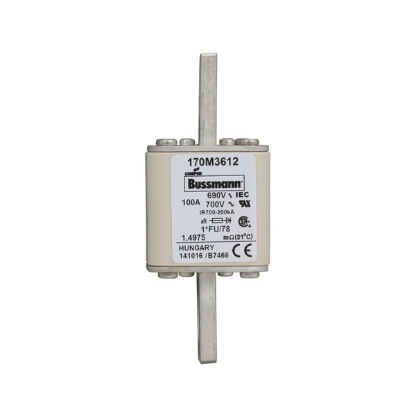 Fuse-link, high speed, 100 A, AC 690 V, compact size 1, 45 x 45 x 110 mm, aR, IEC, UL image 12