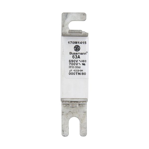 Fuse-link, high speed, 63 A, AC 690 V, DIN 000, gR, DIN, IEC, single indicator, live gripping lugs image 10