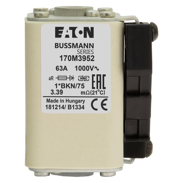 Fuse-link, high speed, 63 A, AC 1000 V, compact size 1, 43 x 61 x 74 mm, aR, IEC, UL, single indicator image 17