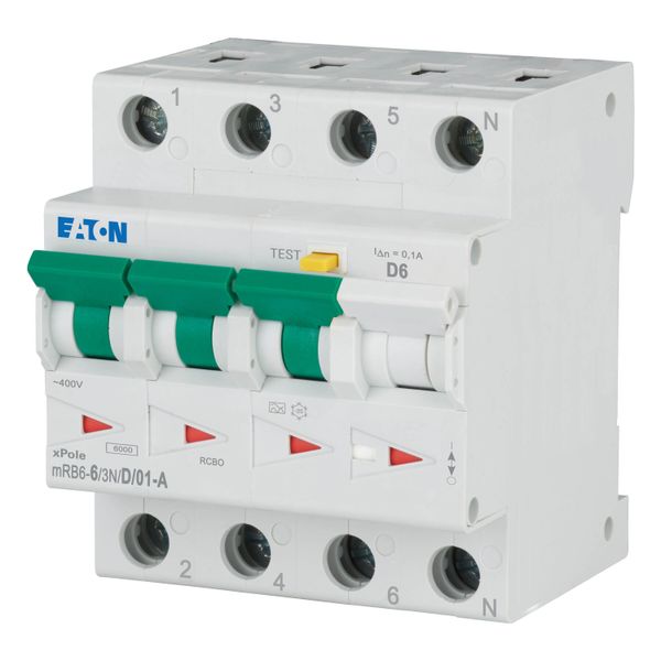 RCD/MCB combination, 6 A, 100 mA, MCB trip characteristic: D, 3p+N, RCD trip characteristic: A image 2