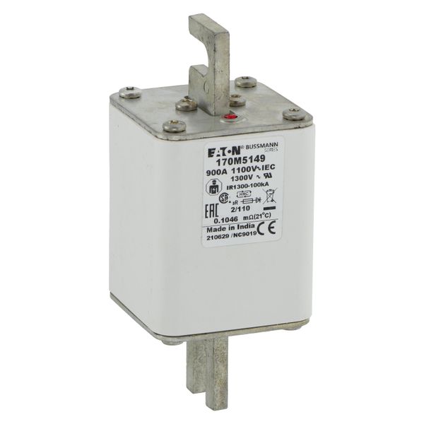 Fuse-link, high speed, 900 A, AC 1100 V, size 2, 61 x 75 x 138 mm, aR, DIN, IEC, single indicator image 20