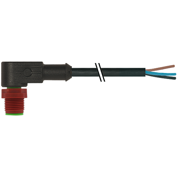 M12 male 90° C-cod. with cable PUR 3x0.75 bk UL/CSA 3m image 1