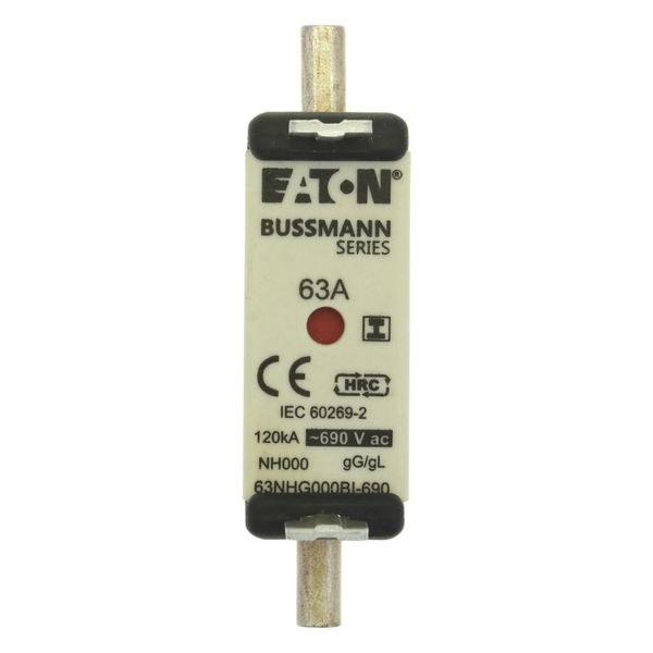 Fuse-link, LV, 63 A, AC 690 V, NH000, gL/gG, IEC, dual indicator, insulated gripping lugs image 16