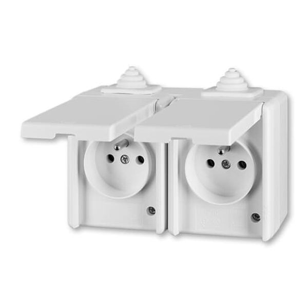 5598-2069 B Double socket outlet with earthing pins, with hinged lids, IP 44, for multiple mounting, with surge protection image 5