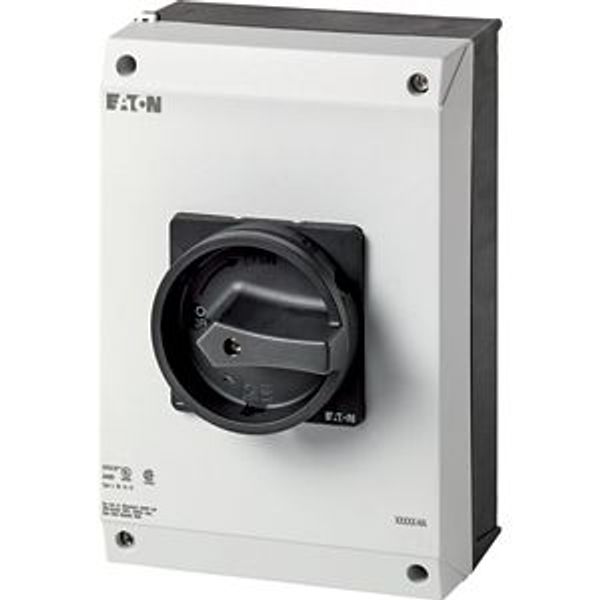 Main switch, P3, 100 A, surface mounting, 3 pole, STOP function, With black rotary handle and locking ring, UL/CSA image 2