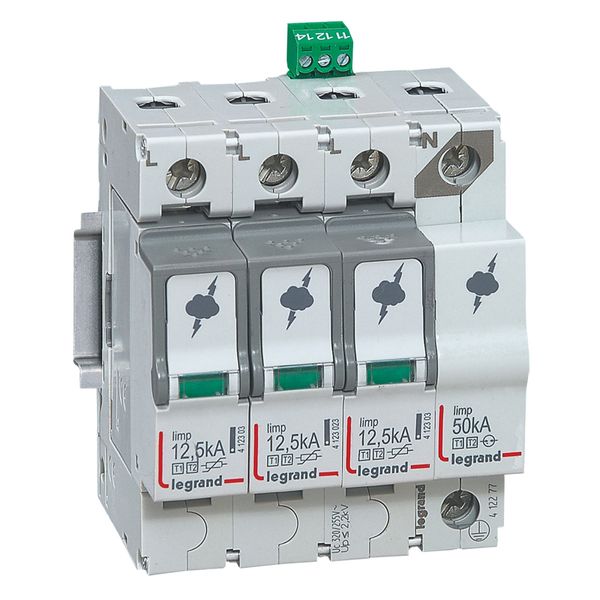 SPD -protection of main distribution board -T1+T2 -limp 12.5 kA/pole -3P+N right image 1