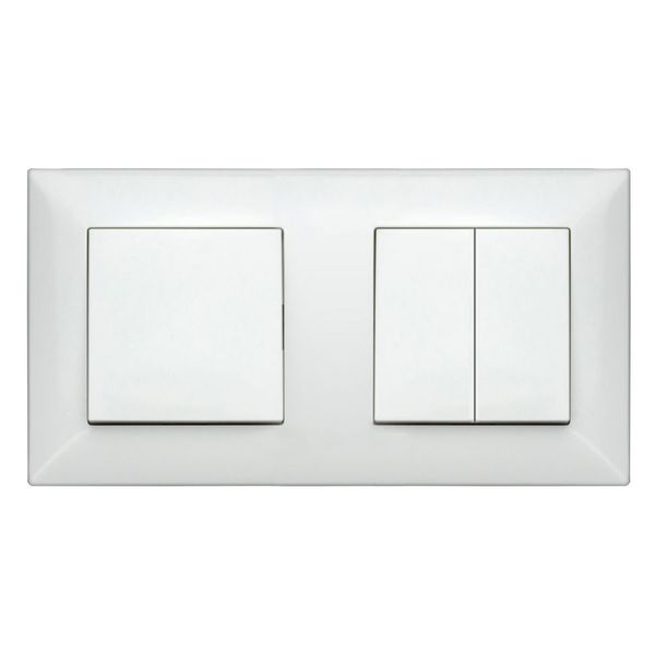 Set on/off switch, series switch with 2gang frame, white image 1