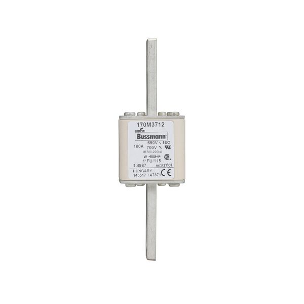 Fuse-link, high speed, 100 A, AC 690 V, compact size 1, 45 x 45 x 148 mm, aR, IEC, UL image 10