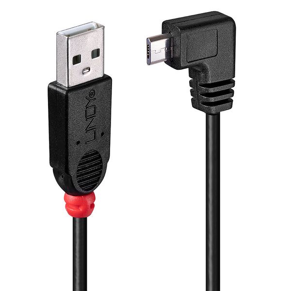 1m USB 2.0 Type A to Micro-B Cable, 90 Degree Right Angle For use with cameras, mobile phones and PDAs! image 1