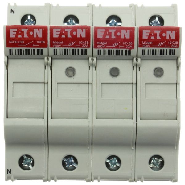 Fuse-holder, LV, 32 A, AC 690 V, 10 x 38 mm, 3P+N, UL, IEC, indicating, DIN rail mount image 4