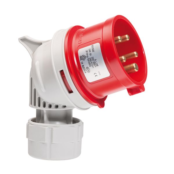 CEE angled plug, IP44, 16A, 5-pole, 400V, 6h, red image 1