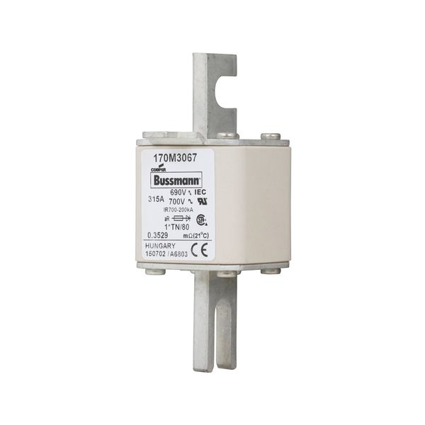 Fuse-link, high speed, 315 A, AC 690 V, compact DIN 1, 45 x 58 x 104 mm, aR, DIN, IEC, single indicator image 5