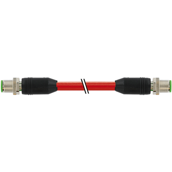 M12 male 0°/M12 male 0° D-cod. PUR 1x4xAWG22 shielded rd+drag-ch 15m image 1