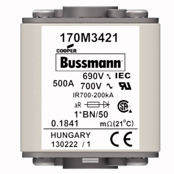 Fuse-link, high speed, 80 A, AC 1250 V, compact size 1, 45 x 59 x 81 mm, aR, IEC, UL, single indicator image 3