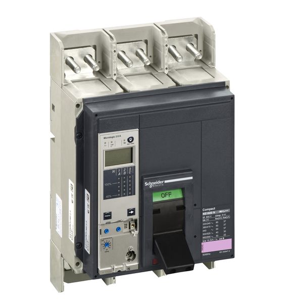 circuit breaker ComPact NS1600N, 50 kA at 415 VAC, Micrologic 2.0 A trip unit, 1600 A, fixed,3 poles 3d image 3