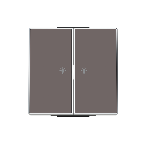 8596.21 TP Rocker light.2 ch. Symbol "light" for Switch/push button, Two-part button Brown - Sky Niessen image 1