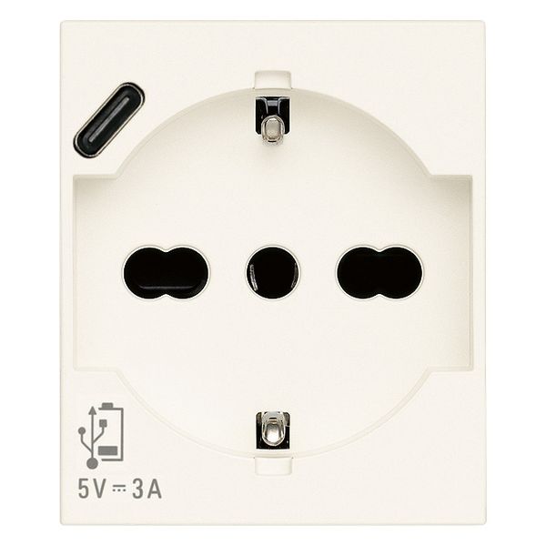 2P+E 16A Universal+USB-C outlet white image 1