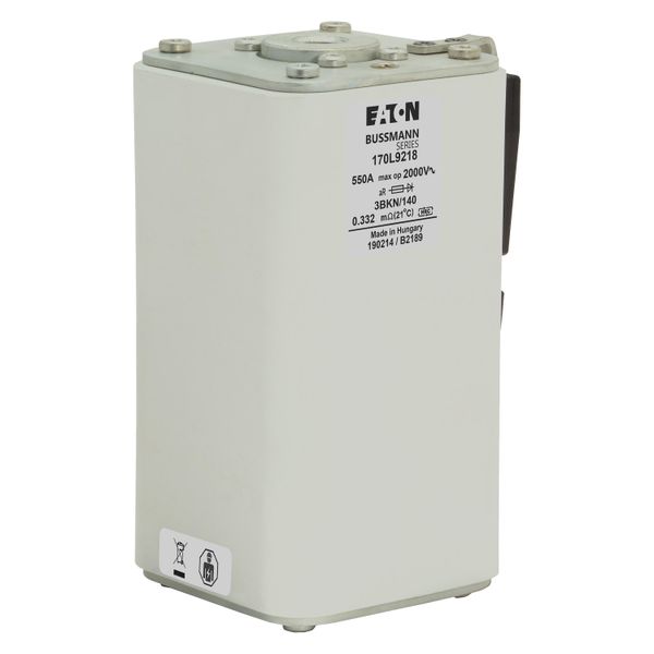 Fuse-link, high speed, 550 A, AC 2000 V, Size 3, 74 x 90 x 143 mm, aR, IEC, single indicator image 10