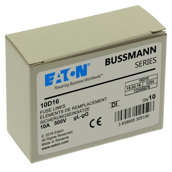 Fuse-link, LV, 10 A, AC 500 V, D1, gL/gG, IEC, time-delay image 4