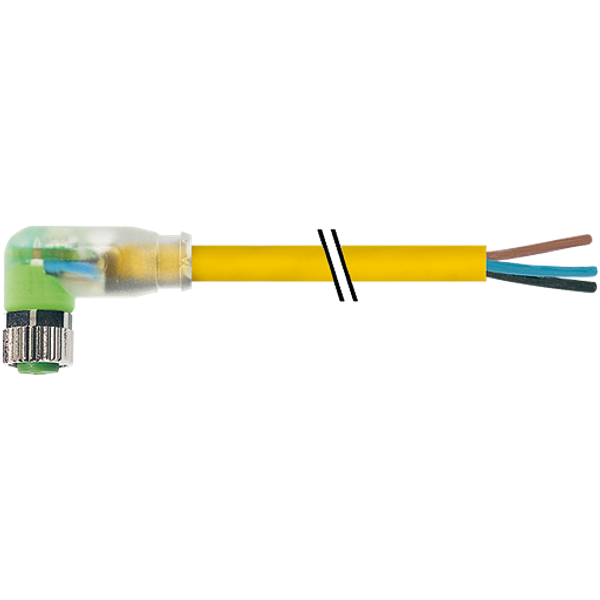 M8 female 90° A-cod. with cable LED NPN PVC 3x0.25 ye UL/CSA 2m image 1