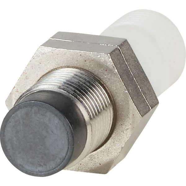 Proximity switch, E57P Performance Short Body Serie, 1 N/O, 3-wire, 10 – 48 V DC, M12 x 1 mm, Sn= 4 mm, Non-flush, NPN, Stainless steel, Plug-in conne image 1