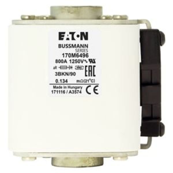 Fuse-link, high speed, 800 A, AC 1250 V, size 3, 76 x 92 x 91 mm, aR, IEC, UL, type K indicator, flush end, M12 image 2