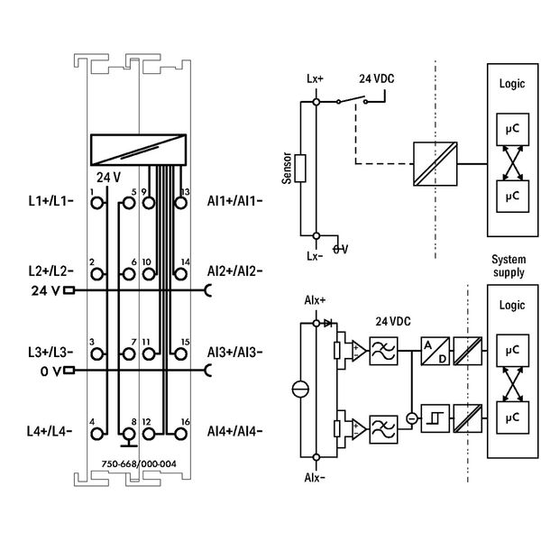 750-668/000-004 Fail-safe 4 channel analog input; 0/4 … 20 mA; Differential input image 3