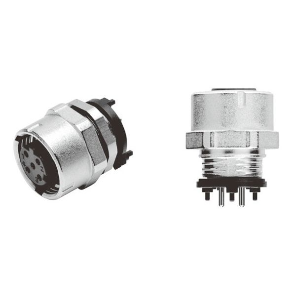 SmartClick M12 socket connector, 4-pole, panel-mount, rear-locking, DI image 2