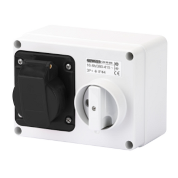 FIXED INTERLOCKED HORIZONTAL SOCKET-OUTLET - WITH BOTTOM - WITHOUT FUSE-HOLDER BASE - 3P+E 16A 480-500V - 50/60HZ 7H - IP44 image 1