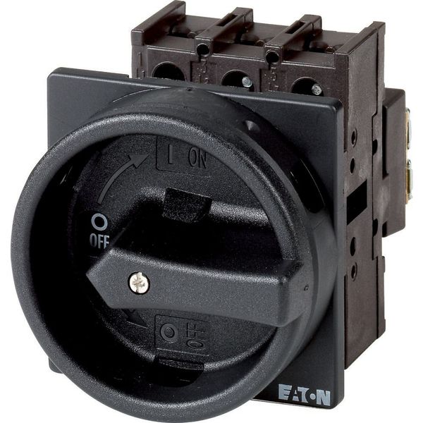 Main switch, P1, 32 A, flush mounting, 3 pole, 2 N/O, 2 N/C, STOP function, With black rotary handle and locking ring image 3