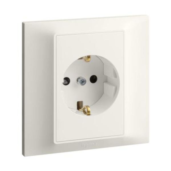 Belanko S 1 gang german standard socket outlet with shutter - 16A - Ivory image 1