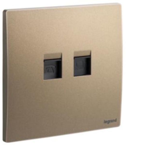 RJ11 and RJ45 category 6 UTP socket outlets dark bronze image 1