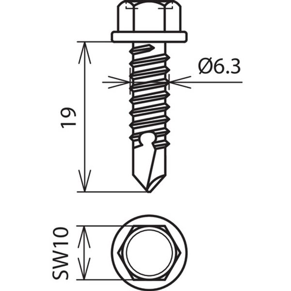 Self-tapping screw with hexagon head DIN 7504  6.3x19mm StSt image 2