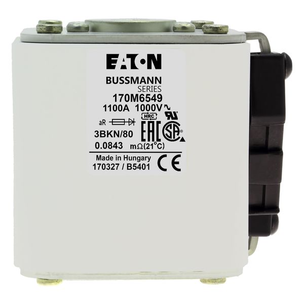 Fuse-link, high speed, 1000 A, AC 1250 V, 2 x size 3, 74 x 177 x 95 mm, aR, IEC, single indicator image 2