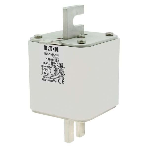 Fuse-link, high speed, 500 A, AC 1250 V, size 3, 76 x 90 x 139 mm, aR, DIN, IEC, type T indicator image 7