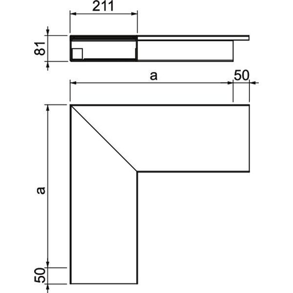 WDK F80210GR Flat angle  560,5x210x80 image 2