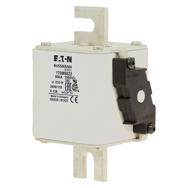 Fuse-link, high speed, 800 A, AC 1000 V, DIN 3, 74 x 92 x 138 mm, aR, DIN, IEC, single indicator image 7