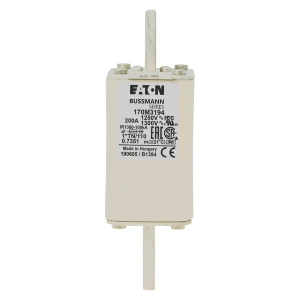 Fuse-link, high speed, 200 A, AC 1250 V, compact size 1, 45 x 58 x 138 mm, aR, DIN, IEC, type T indicator image 14