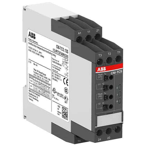 CM-TCS.13S Temperature monitoring relay Temp.-range 0...+200°C, 24-240VAC/DC image 1