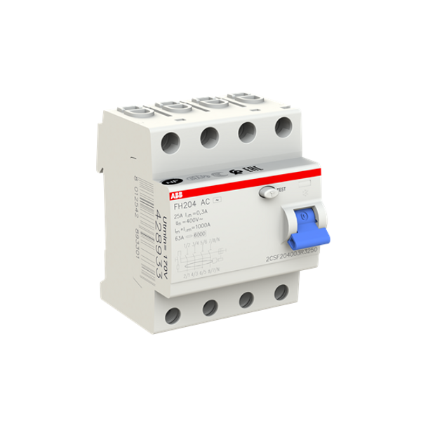 FH204 AC-25/0.3 Residual Current Circuit Breaker 4P AC type 300 mA image 2