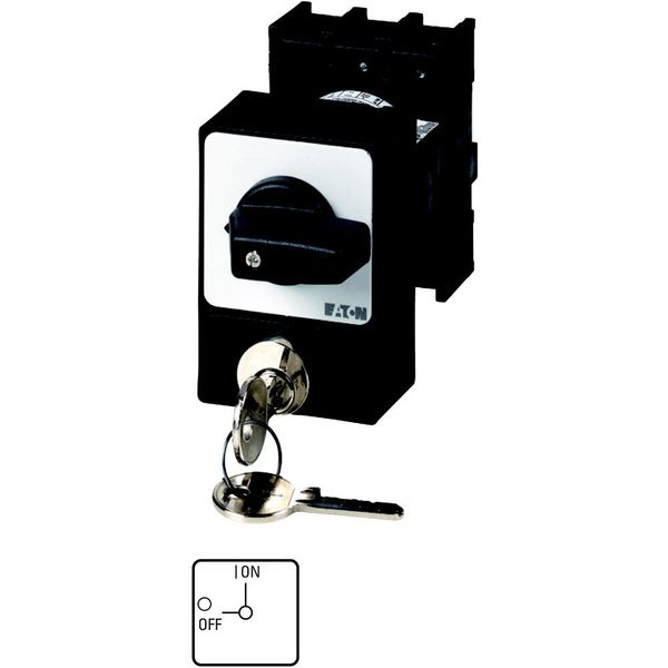 ON-OFF switches, P1, 25 A, flush mounting, 3 pole, with black thumb grip and front plate, Cylinder lock SVA image 2