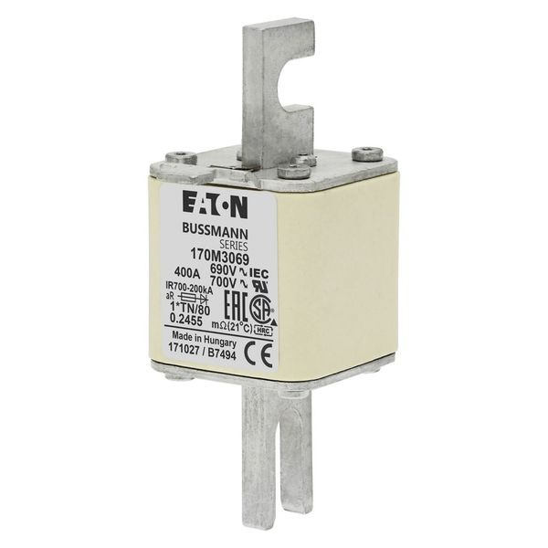 Fuse-link, high speed, 400 A, AC 690 V, compact DIN 1, 45 x 58 x 104 mm, aR, DIN, IEC, single indicator image 4