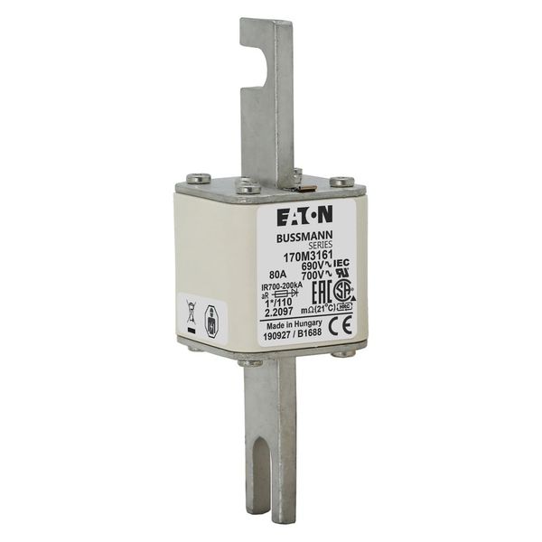 Fuse-link, high speed, 80 A, AC 690 V, compact size 1, 45 x 45 x 134 mm, aR, DIN, IEC, single indicator image 14