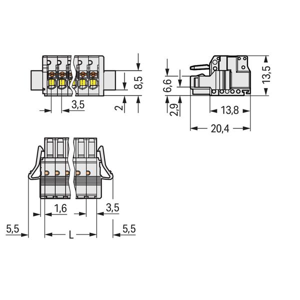 1-conductor female connector push-button Push-in CAGE CLAMP® light gra image 2