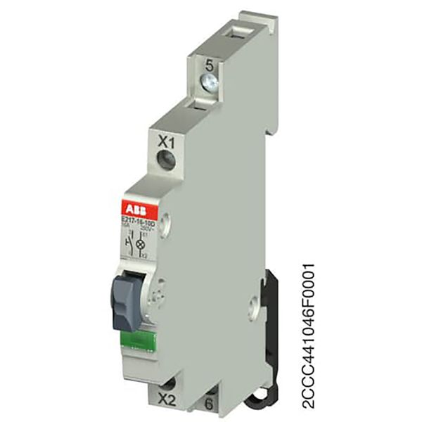 E217-16-01D220Luminous Pushbutton,16 A,acc. to EN 250 V AC,0NO,1NC,0CO, El. Color:Grey,1LED,Green, MW:0.5 image 2