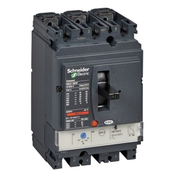 circuit breaker ComPact NSX160B, 25 kA at 415 VAC, TMD trip unit 125 A, 3 poles 3d image 2